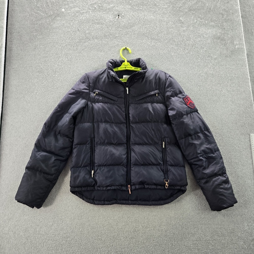 Ralph Lauren Women Jacket M Blue Down RL Crest Patch Embroidery Puffer READ